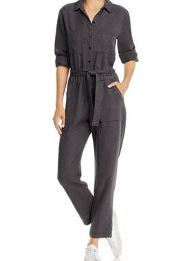 Bella Dahl Washed Black Utility Jumpsuit with Tie Waist L